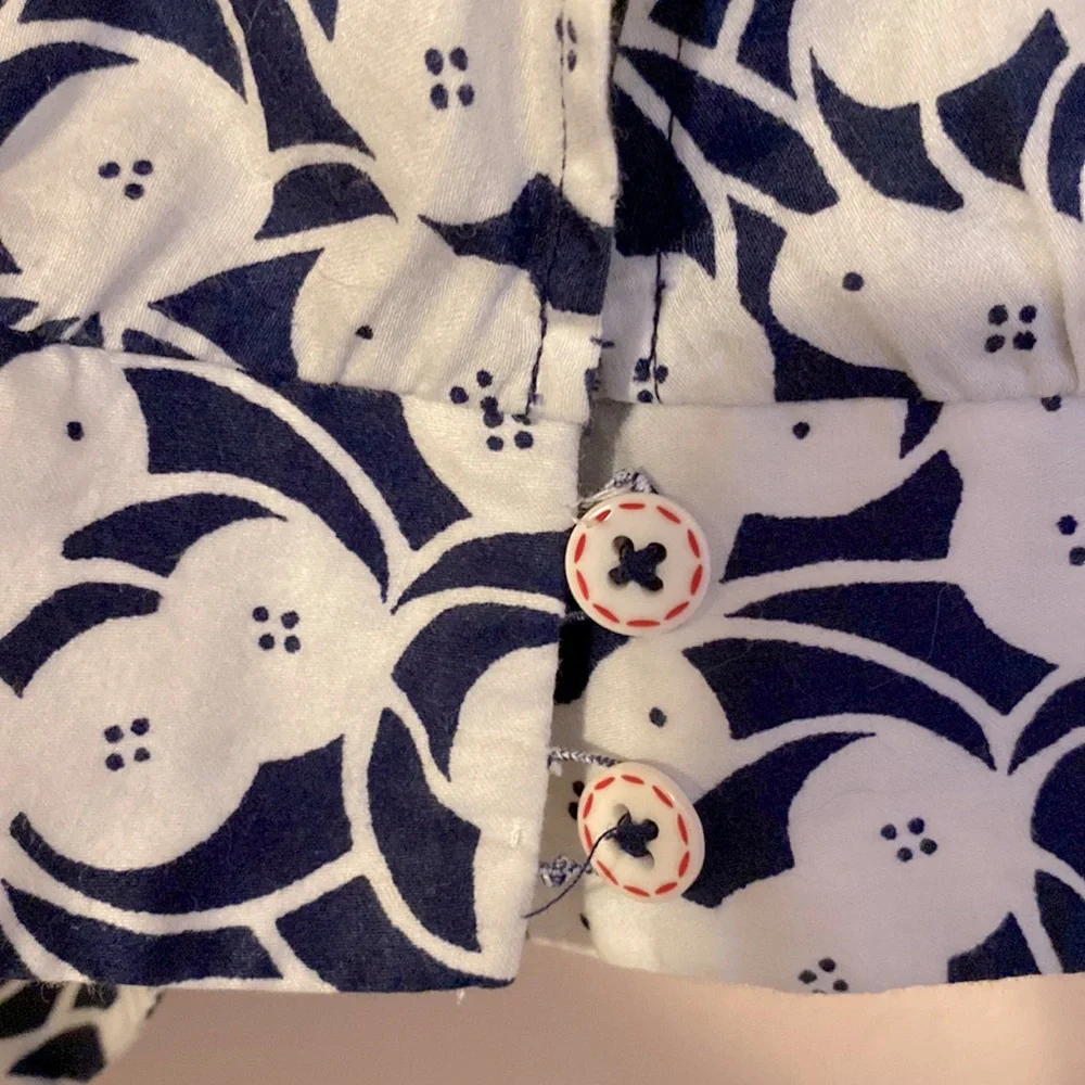 Anthropologie Postmark lightweight cotton print puff sleeve top blue M